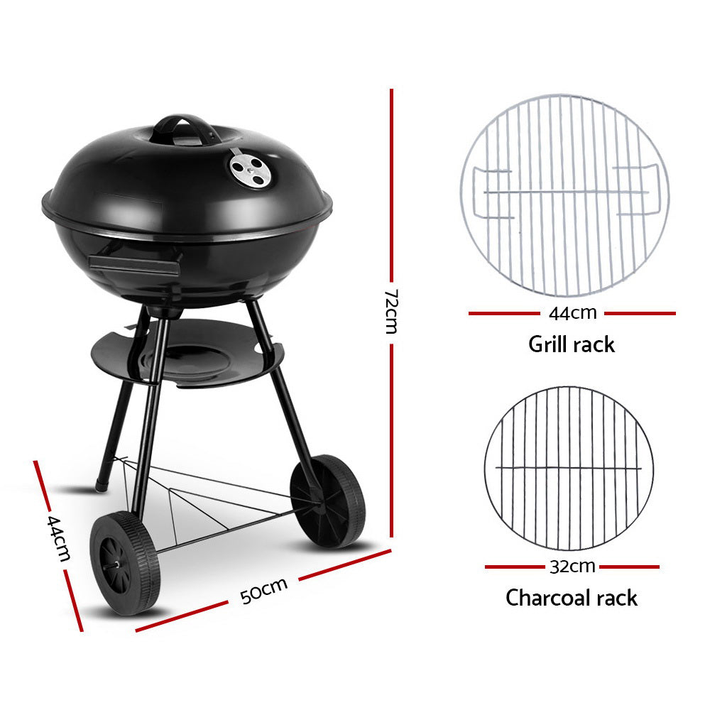 Grillz Charcoal BBQ Smoker Portable Steel 44cm