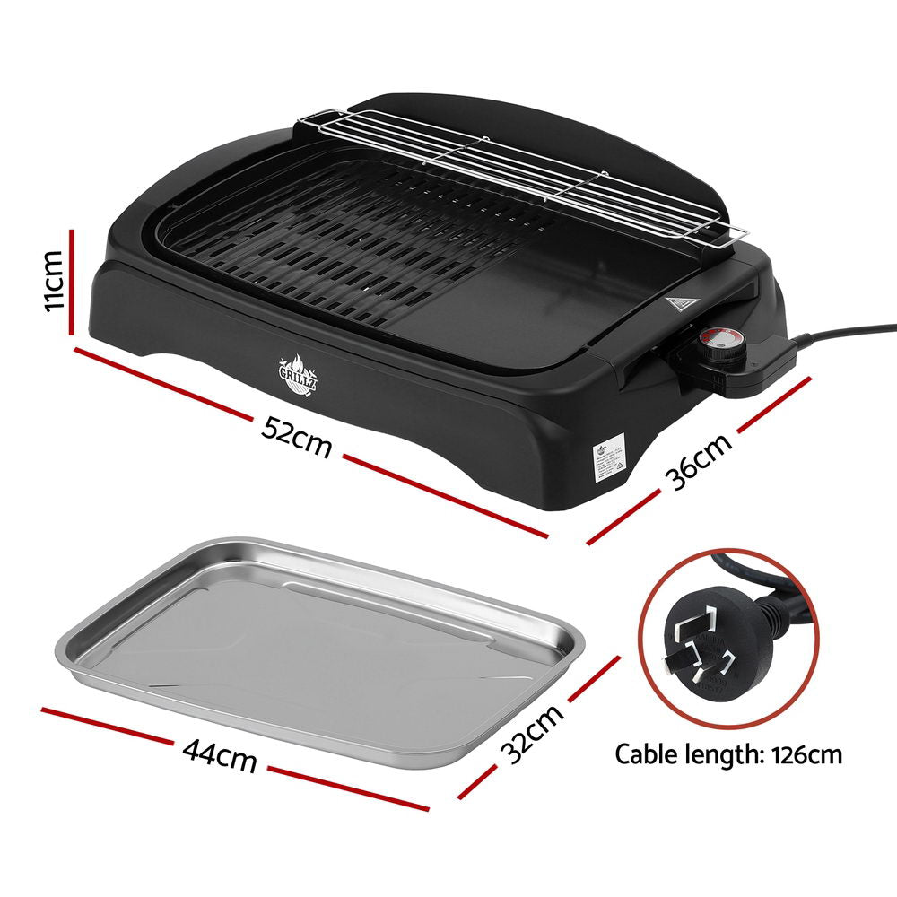 Grillz Electric BBQ Grill Smokeless 1950W with Non-stick Plate