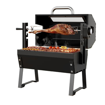 Grillz 2-in-1 Charcoal BBQ and Grill with Rotisserie and Adjustable Heights