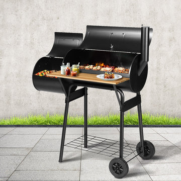 Grillz 2-in-1 Offset Charcoal BBQ Smoker Grill