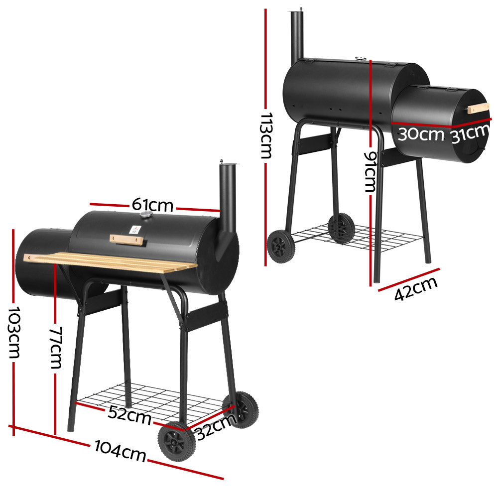 Grillz 2-in-1 Offset Charcoal BBQ Smoker Grill