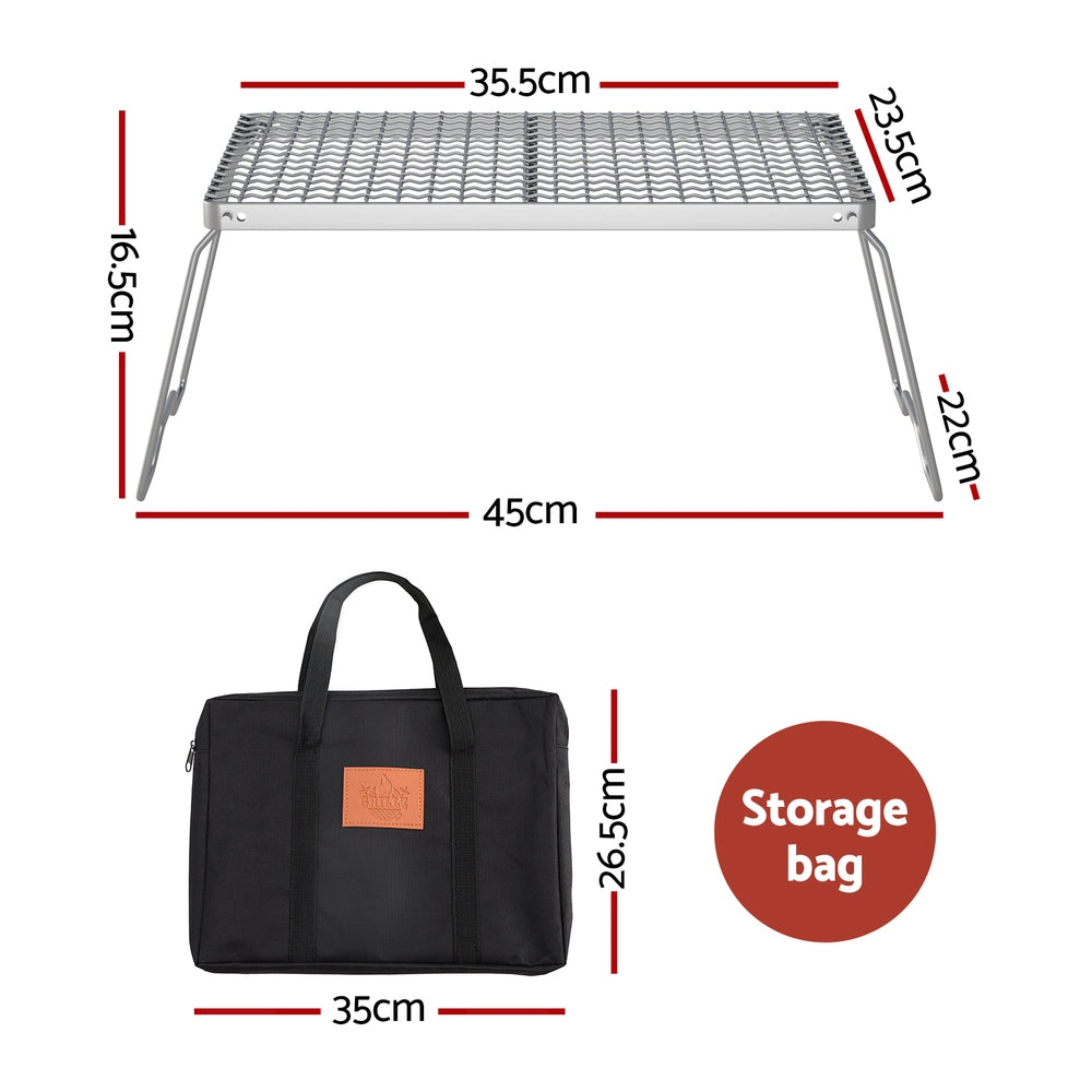 Grillz Foldable Portable BBQ Grill Charcoal Wood with Carry Bag