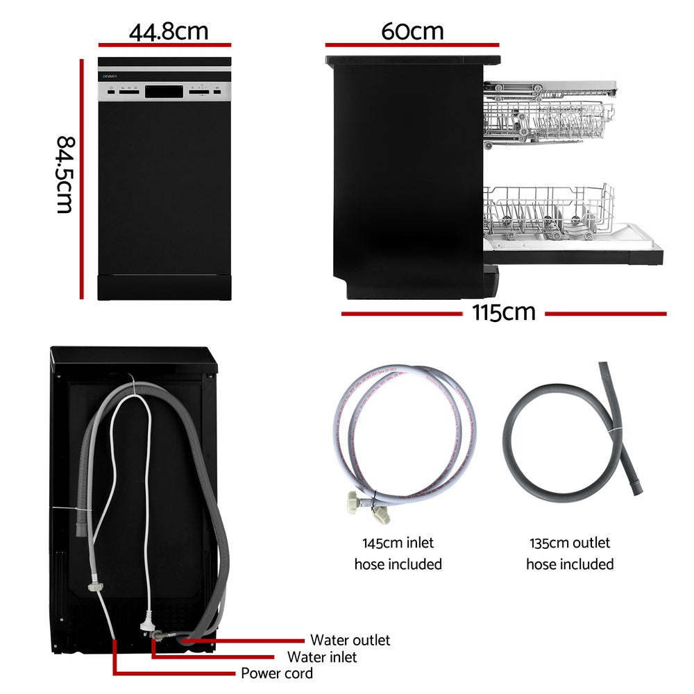 Devanti Freestanding Dishwasher 10 Place Settings Black
