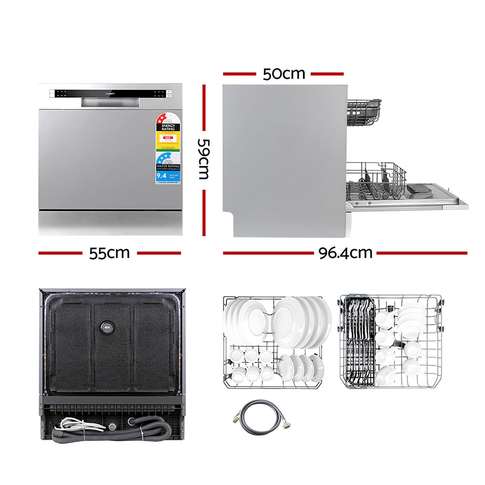 Devanti Benchtop Dishwasher 8 Place Settings Stainless Steel
