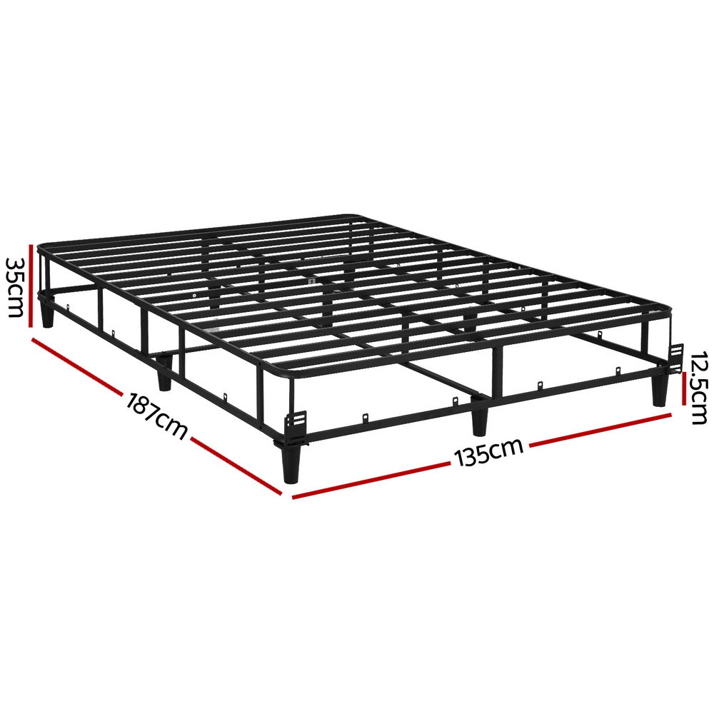 Artiss Mason Metal Bed Frame Double Grey Knitted Jacquard