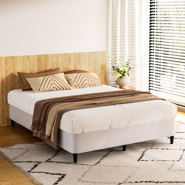 Artiss Mason Metal Bed Frame Double Grey Knitted Jacquard
