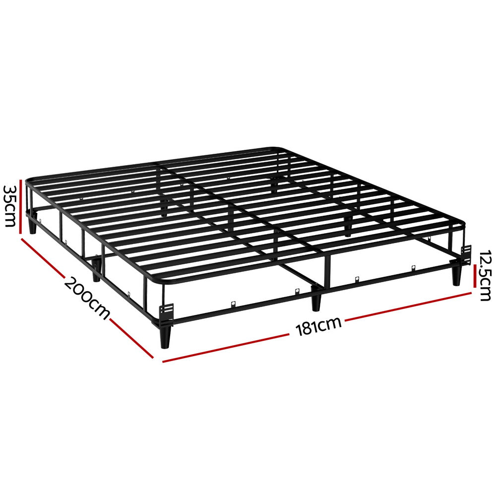 Artiss Mason Metal Bed Frame King Grey Knitted Jacquard