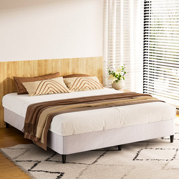 Artiss Mason Metal Bed Frame King Grey Knitted Jacquard