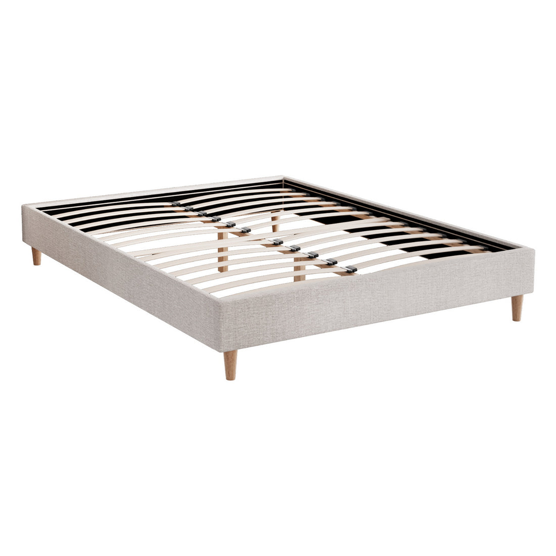Artiss Zora Scandi Upholstered Double Bed Frame Beige Linen