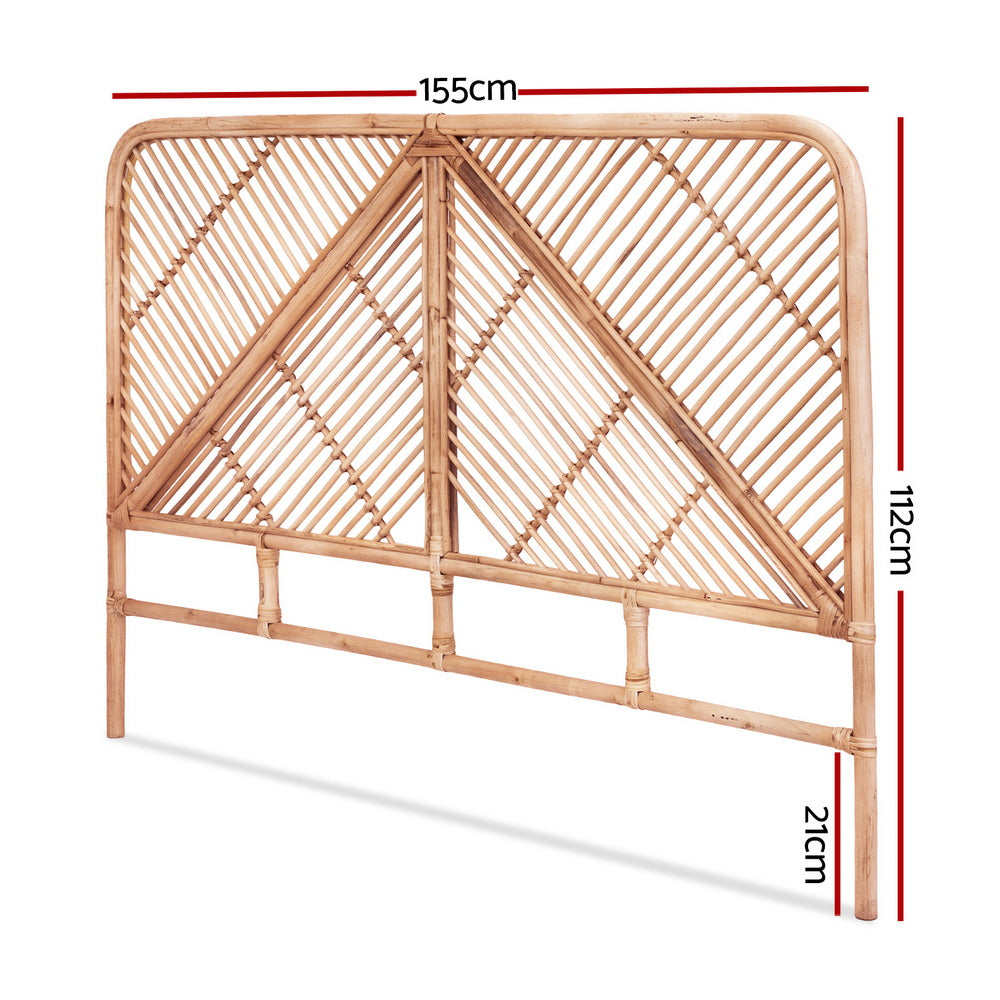 Artiss Bed Headboard Rattan Boho Style Queen Pine
