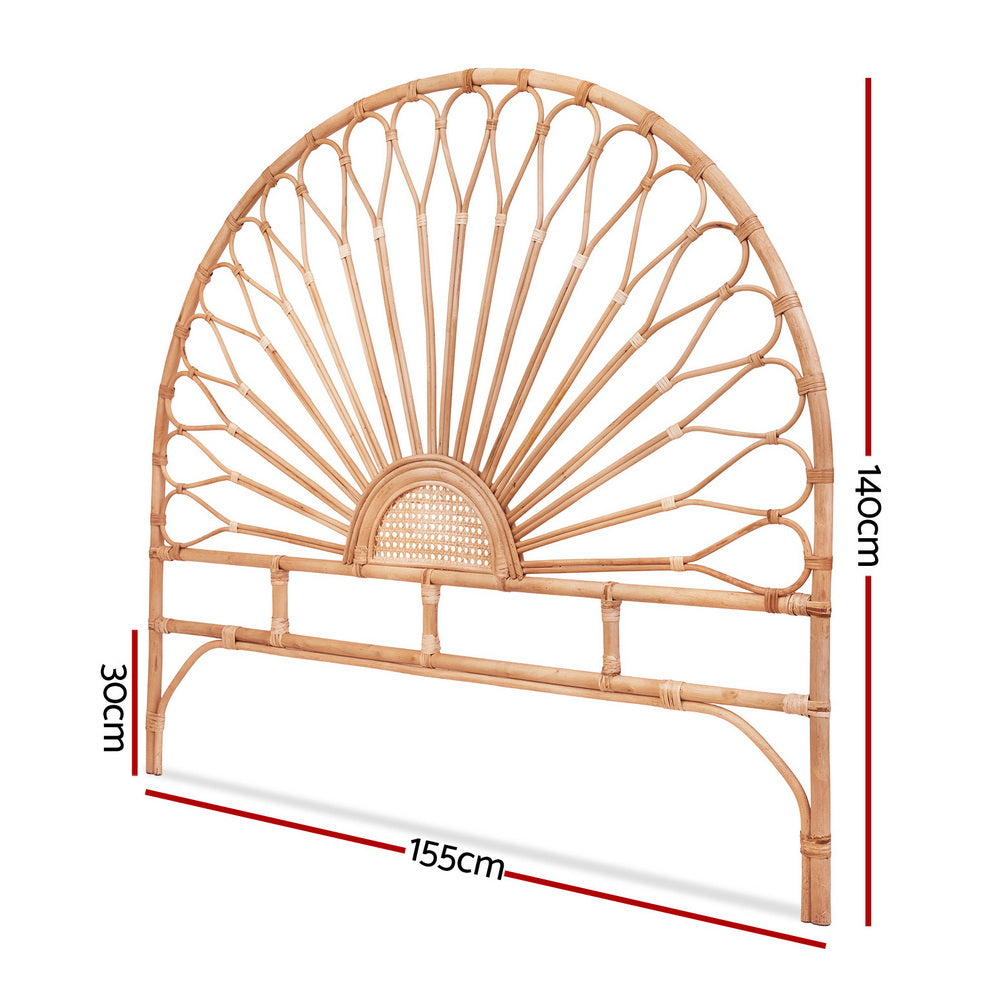 Artiss Bed Headboard Rattan Boho Style Queen Pine