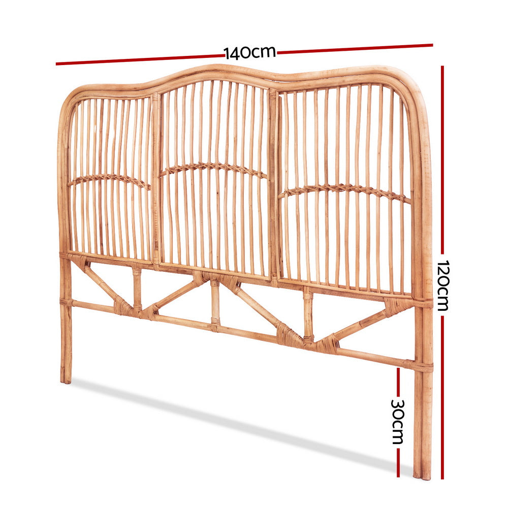 Artiss Bed Headboard Rattan Boho Style Double Pine