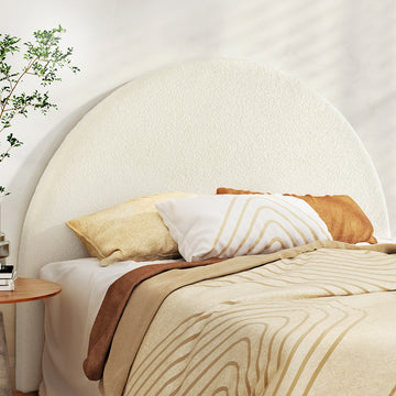 Artiss GREI Bed Head with Arch Shape Soft Boucle Fabric White