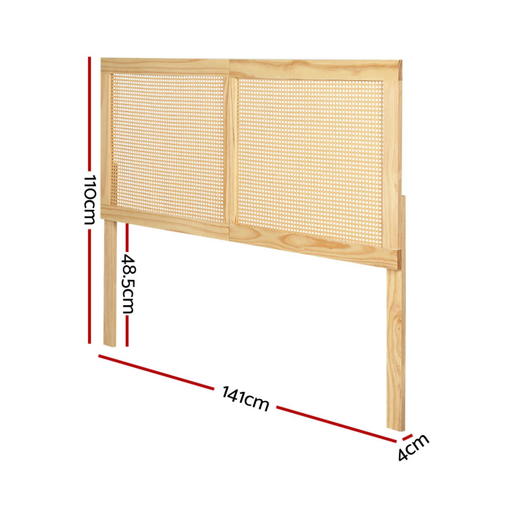 Artiss Bedhead Rattan and Pine Wood Double