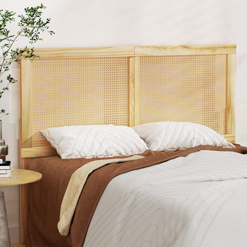 Artiss Bedhead Rattan and Pine Wood Double