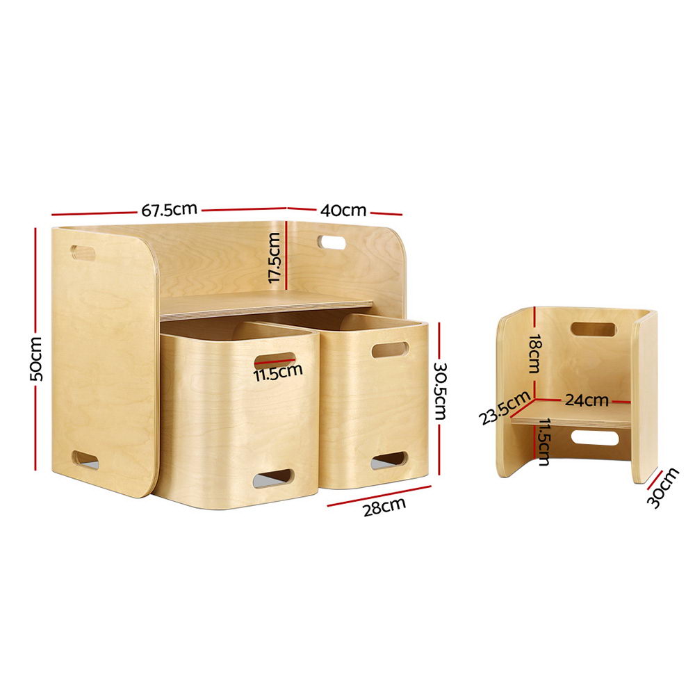 Keezi Kids Table and Chairs Set Multifunctional Natural