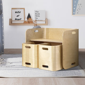 Keezi Kids Table and Chairs Set Multifunctional Natural