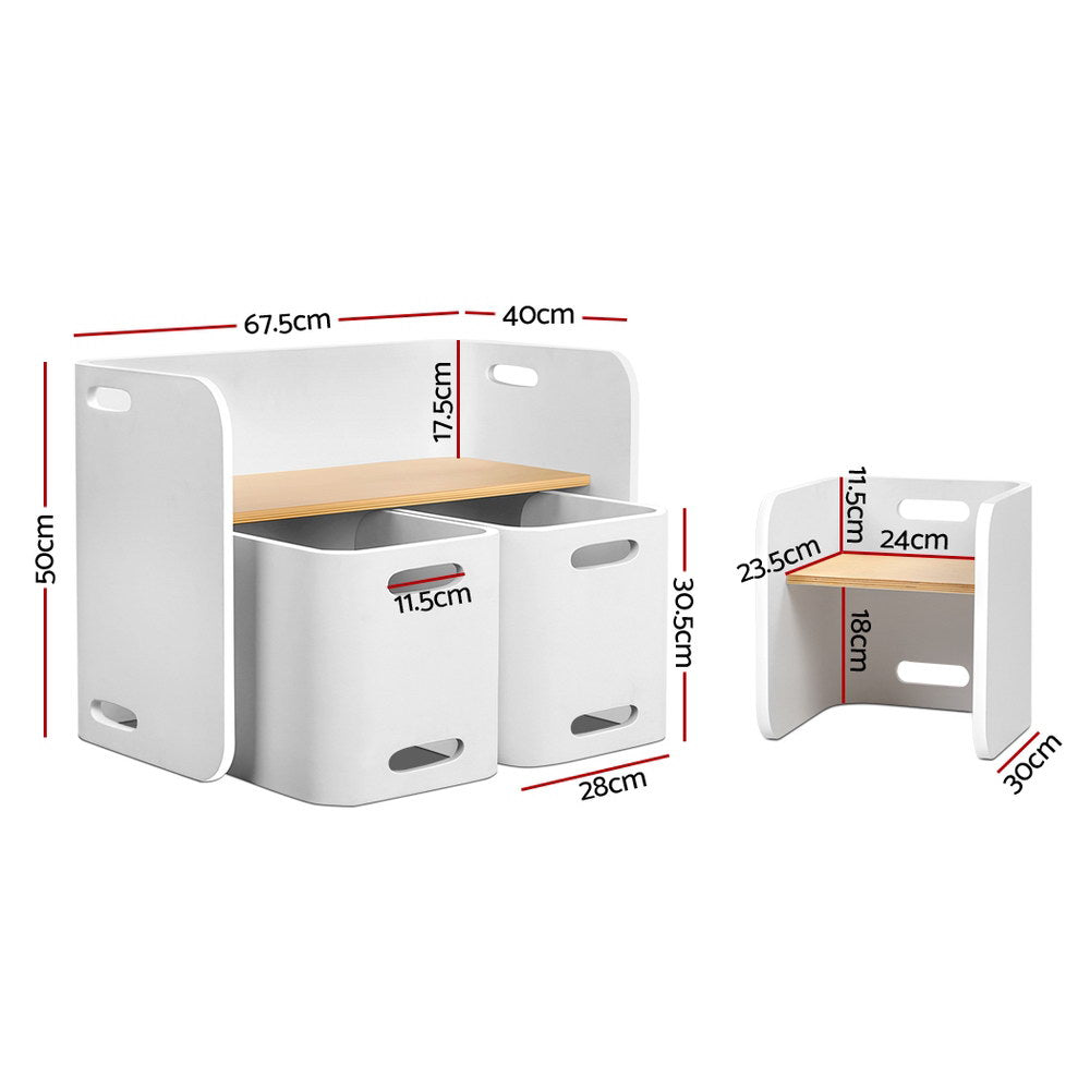 Keezi Kids Table and Chairs Set Multifunctional White