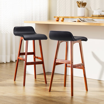 Artiss Sliva Bentwood Bar Stools PU Leather Black Walnut