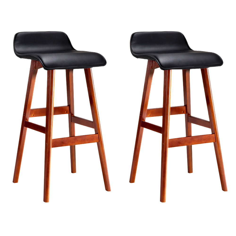 Artiss Sliva Bentwood Bar Stools PU Leather Black Walnut