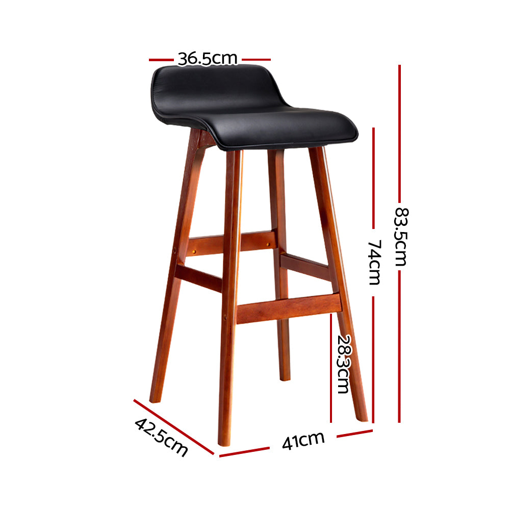 Artiss Sliva Bentwood Bar Stools PU Leather Set of 4 Black