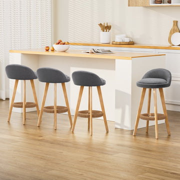 Artiss Dalvey Bar Stool Linen Fabric Bentwood Grey