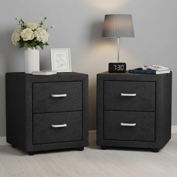 Artiss Bedside Table 2 Drawers Fabric Charcoal