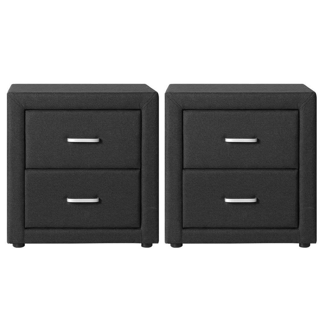 Artiss Bedside Table 2 Drawers Fabric Charcoal