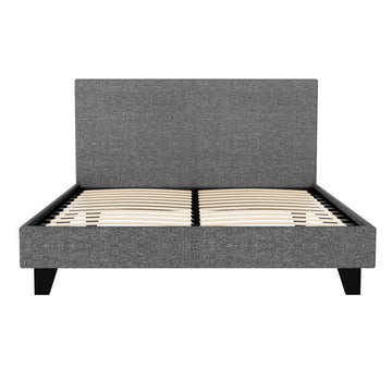 Artiss Double Bed Frame Grey Linen Platform with Headboard 300kg