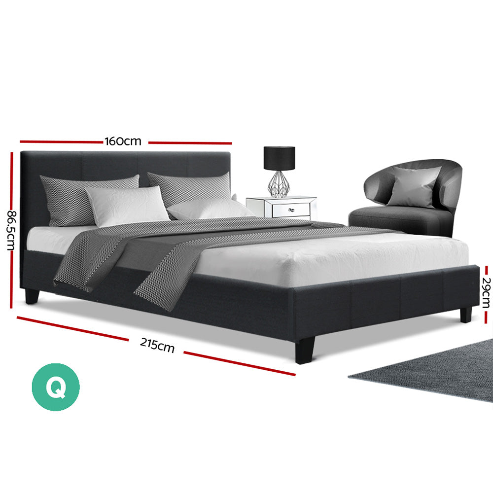 Artiss Neo Queen Bed Frame Charcoal Linen 300kg