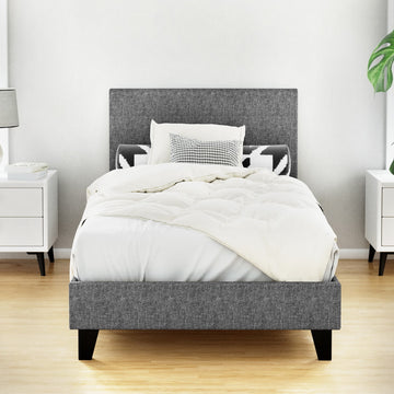 Artiss Neo Faux Linen Bed Frame Single Grey