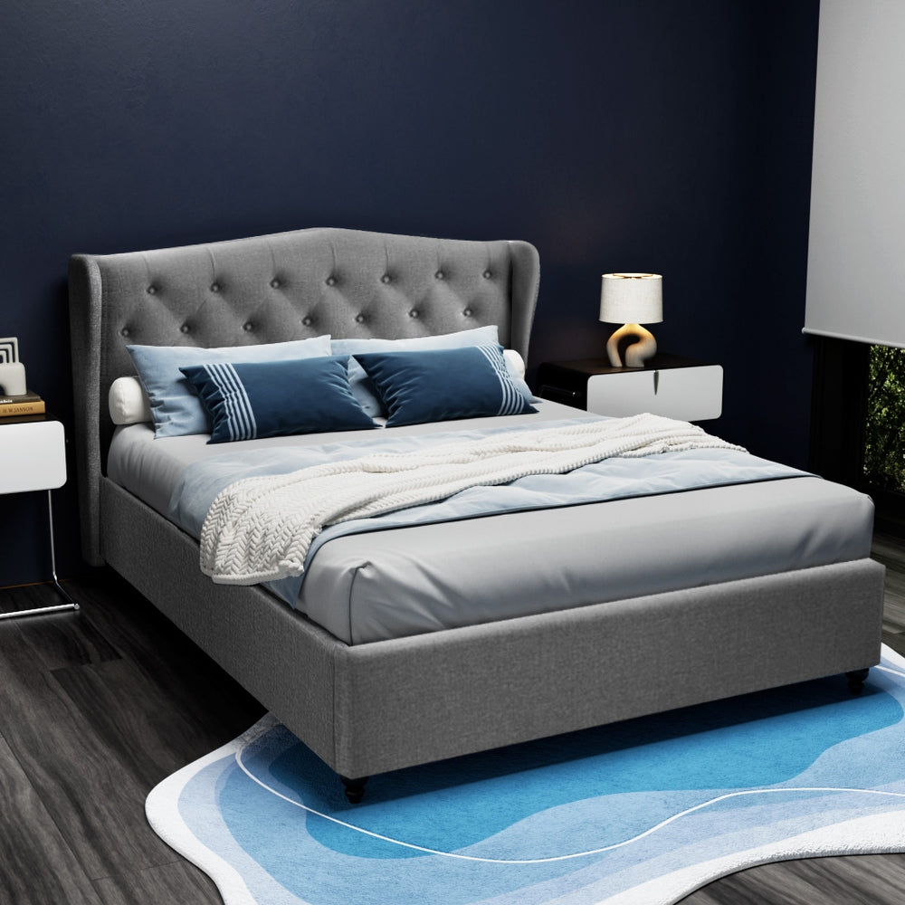 Artiss Pier Tufted French Provincial Bed Frame Double Grey Linen