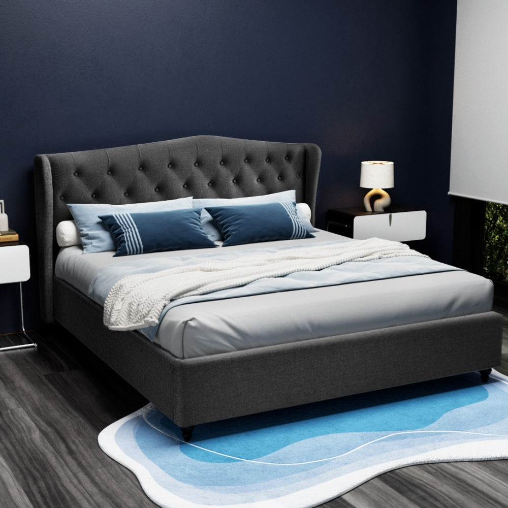 Artiss Pier European Style Tufted King Bed Frame Charcoal