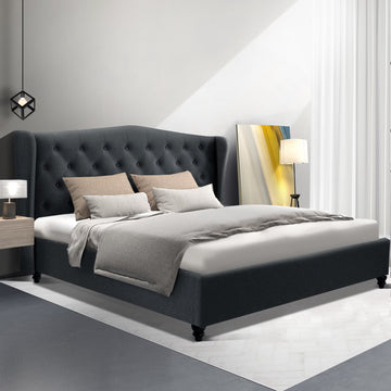 Artiss Pier European Style Tufted King Bed Frame Charcoal