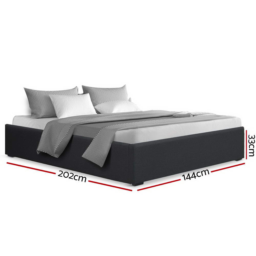 Artiss Toki Gas Lift Double Bed Frame with Storage Charcoal