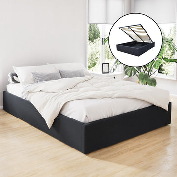 Artiss Toki Gas Lift Double Bed Frame with Storage Charcoal