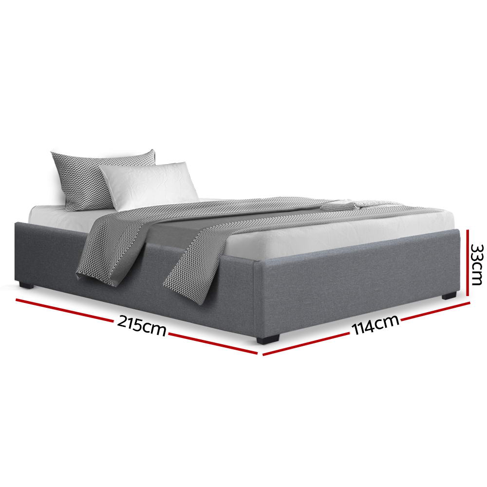 Artiss Toki Gas Lift Bed Frame King Single Grey