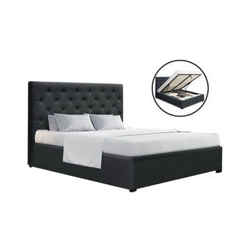 Artiss Vila Gas Lift Bed Frame Double Charcoal