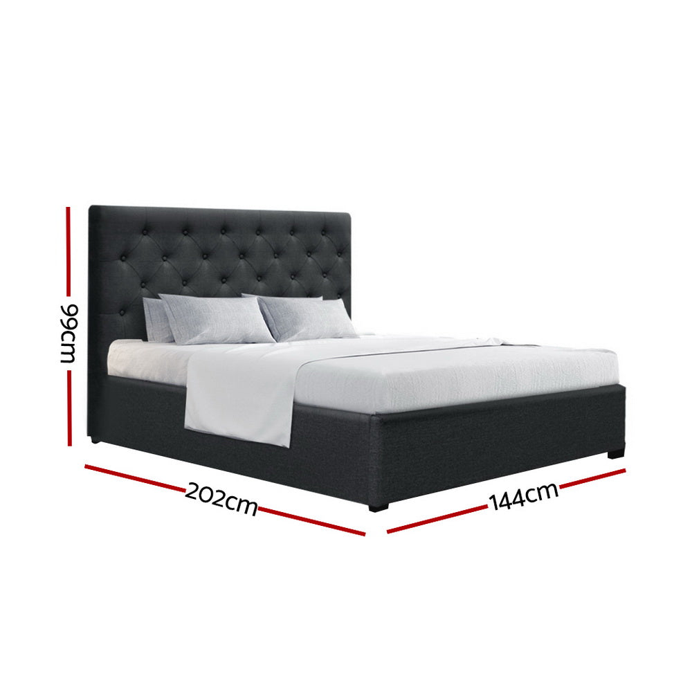 Artiss Vila Gas Lift Bed Frame Double Charcoal