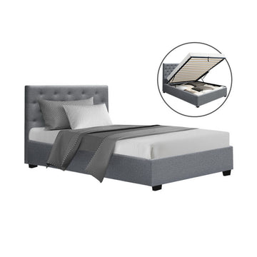 Artiss Vila Tufted Gas Lift King Single Bed Frame Grey