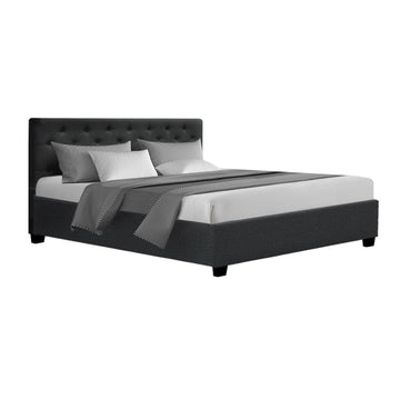 Artiss Vila Gas Lift Queen Bed Frame Charcoal Tufted Headboard