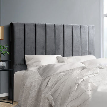 Artiss Velvet Bedhead Queen Size Headboard - VELA Grey