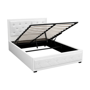 Artiss Tiyo Gas Lift Bed Frame Double White