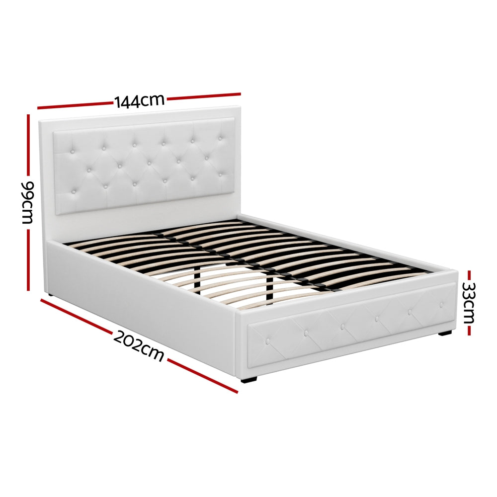 Artiss Tiyo Gas Lift Bed Frame Double White