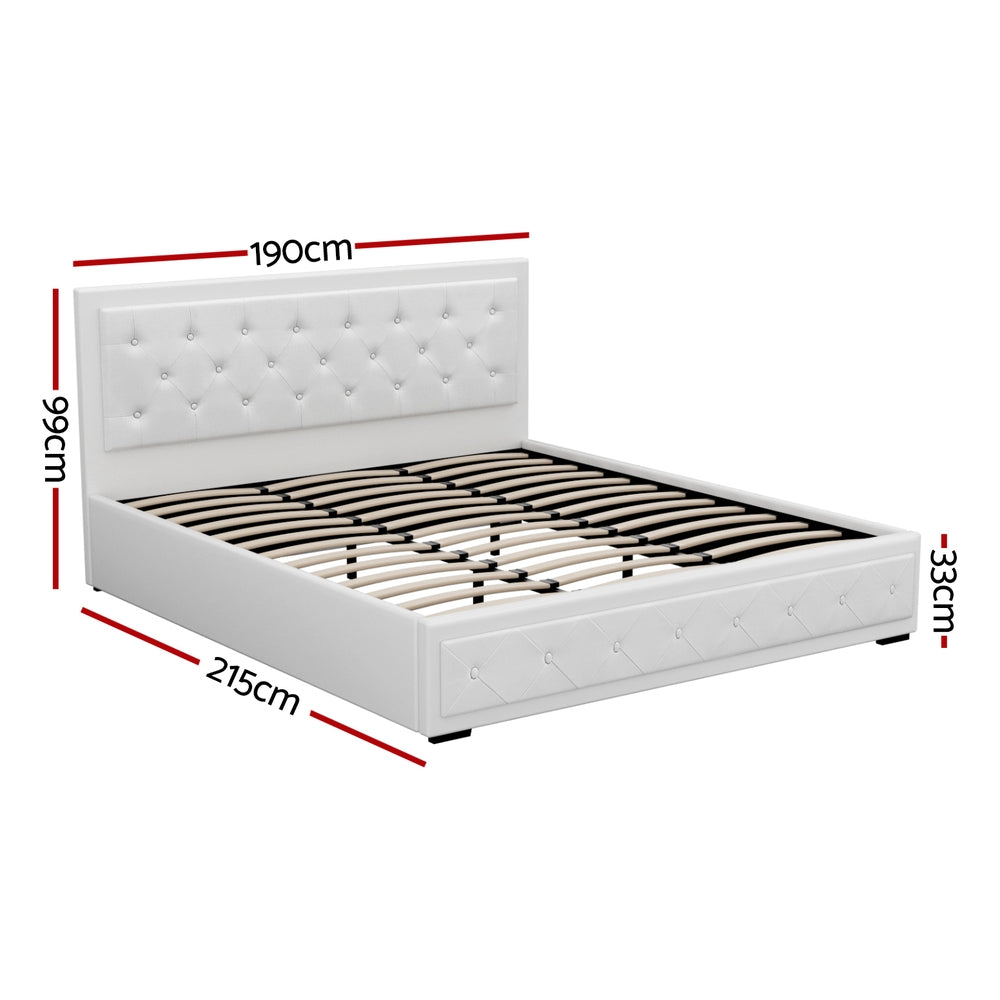 Artiss Tiyo Gas Lift Bed Frame King White