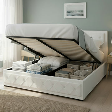 Artiss Tiyo Gas Lift Bed Frame King White
