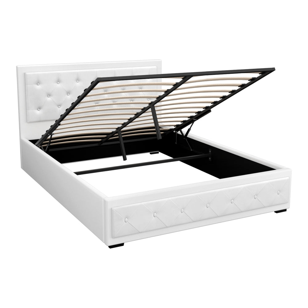 Artiss Tiyo Gas Lift Bed Frame Queen White