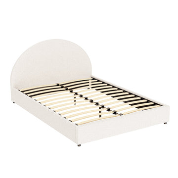 Artiss Boucle Gas Lift Bed Frame Double Size Beige