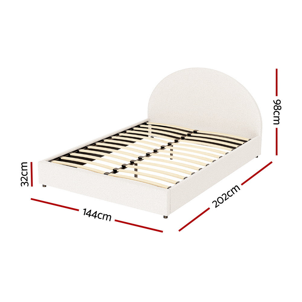 Artiss Boucle Gas Lift Bed Frame Double Size Beige
