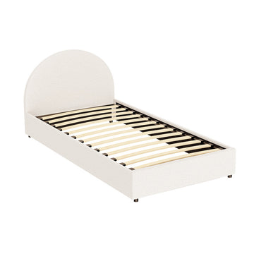 Artiss Ella Boucle Gas Lift Bed Frame King Single Beige